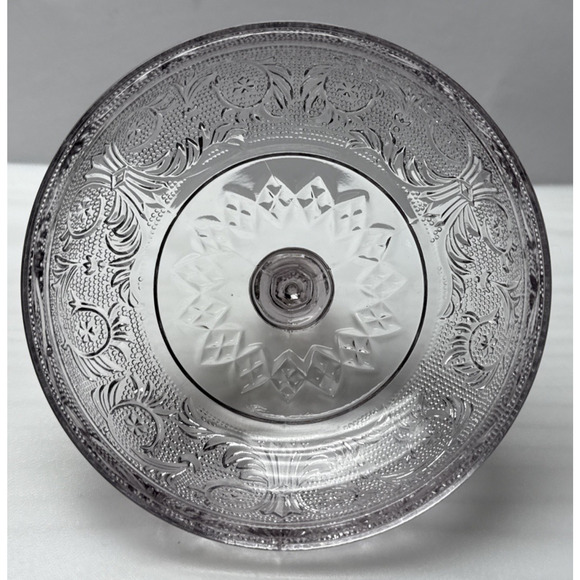 Duncan Miller Sandwich Glass Pale Lavender Lilac Covered Candy Dish Pedestal - Picture 8 of 12